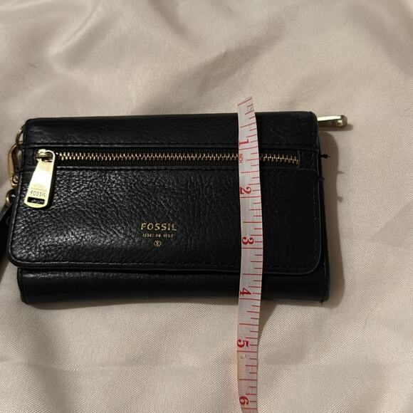 Fossil Black Tri Fold Women's Wallet Wrist Strap Black - Picture 4 of 8
